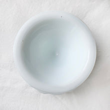 Load image into Gallery viewer, This classic vintage milk glass round pedestal compote in the &quot;Crown&quot; pattern  makes a great serving dish for candy, nuts. Alternatively, repurpose on a bathroom vanity to hold cotton balls or bath bombs or use in the office to hold small supplies. This sweet piece of pressed glass will enhance any decor style!  In excellent condition, free from chips or cracks. Manufactured by Colony (Indiana Glass Co.) circa 1960/70s. Measures 5 x 5 1/4 inches
