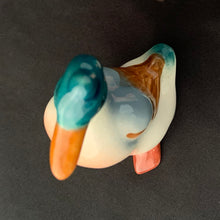 Load image into Gallery viewer, Vintage miniature hand painted porcelain figurine of a standing Mallard duck. Produced by Beswick Potteries in England, circa 1960.  In excellent condition, no chips or cracks. Crazing present.  Measures approximately 3-3/4&quot; tall
