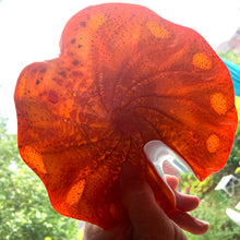Load image into Gallery viewer, Murano art glass 1950 1960 vintage Fratelli Toso ashtray bowl orange copper aventurine sparkly cased white shell swirls reflective Italy Italian Venice Venetian home decor unique gift hand blown freelton hamilton antique mall flea market style mid century toronto canada seller reseller shop store community retro sculptural gift smoking tobacciana Christmas Chanukah Hanukkah Holiday Shopping Ideas Small Local Business Woman Owned Women

