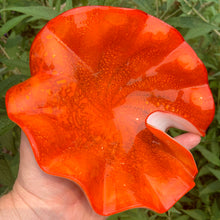 Load image into Gallery viewer, Murano art glass 1950 1960 vintage Fratelli Toso ashtray bowl orange copper aventurine sparkly cased white shell swirls reflective Italy Italian Venice Venetian home decor unique gift hand blown freelton hamilton antique mall flea market style mid century toronto canada seller reseller shop store community retro sculptural gift smoking tobacciana Christmas Chanukah Hanukkah Holiday Shopping Ideas Small Local Business Woman Owned Women
