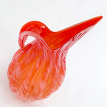 Load image into Gallery viewer, Vintage Murano Style Hand Blown Art Swirled Ribbed Glass Pitcher Vase in Orange, Red and White Unique Gift Home Decor Italy Japanese Japan Italian Mid Century Modern Freelton Antique Mall Toronto Canada
