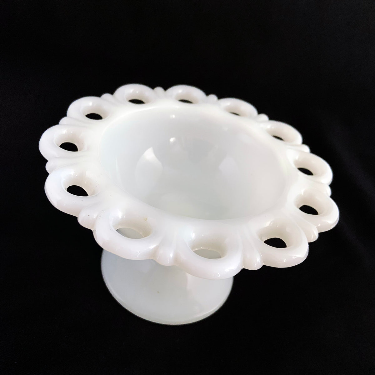 Vintage Old Colony Lace Edge Milk Glass Compote Dish, Anchor Hocking ...