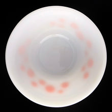 Load image into Gallery viewer, Classic vintage white milk glass mixing bowl decorated with a pattern of orange dots. Produced by Federal Glass, USA, circa 1960s. Perfect for mixing, serving and storing your culinary creations! In good vintage condition, no chips or cracks and the printing is shiny and vibrant. There is minor to wear to a few of the dots and one dot appears to have a manufacturer&#39;s defect where part of the dot is missing.  Measures 6 x 3 inches
