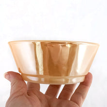Load image into Gallery viewer, Classic vintage Fire-King peach lustre milk glass cereal bowl. The perfect size for your favourite breakfast cereal. Produced by Anchor Hocking, circa 1960s.  In excellent condition, free from chips/cracks.  Measures 4-7/8&quot; x 2&quot;
