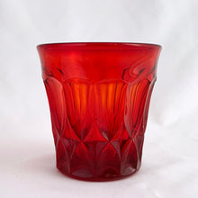Load image into Gallery viewer, Vintage &quot;Perspective&quot; Ruby Red double old fashioned glass tumbler. Produced by Noritake of Japan, between 1970 - 1985. Glows beautifully under black light.  In excellent condition, free from chips/cracks.  Measure 3-7/8&quot; x 3-7/8&quot; 
