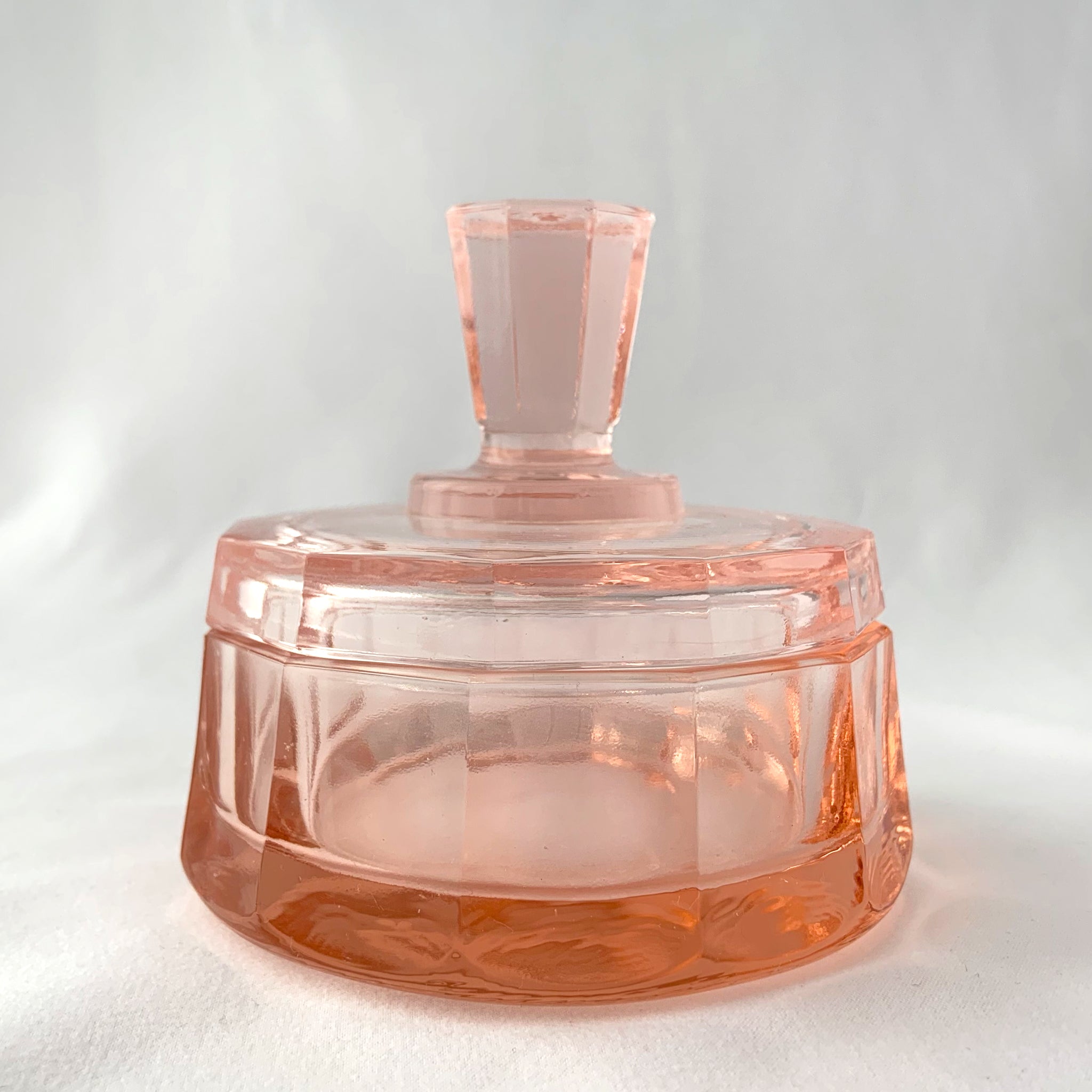 Hoosier Light Pink Glass Jar Canisters, Panelled Depression Glass