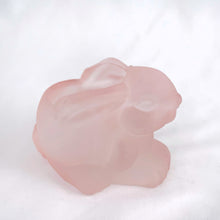 Load image into Gallery viewer, Vintage pink satin glass bunny rabbit votive candle holder. The perfect addition to your rabbit collection. Dress up your Easter decor with this little sweetheart!  In excellent condition, free from chips.  Measures 3 1/2 x 2 5/8 x 2 1/2 inches   
