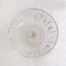 Load image into Gallery viewer, Vintage Crystal Pedestal Bowl Compote Trifle Catchall Cut in Pinwheel Star Compote Pattern Sparkly Ding Octagonal Octagon Round Fruit Tableware Glassware Lead Diamond Hatch Pin Wheel Dessert Centrepiece Centerpiece Gift Wedding Special Occasion Entertain Dinner Party Elegant Upscale Rich Celebration Toronto Hamilton Freelton Antique Mall Store Shop Community Canada
