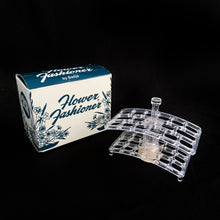 Load image into Gallery viewer, Vintage hard clear plastic &quot;Flower Fashioner&quot; #616 made for a tip-proof fresh flower arrangement with suction cup to hold it in place. Use the frog for an arrangement or box for prop styling.  Measures 3-1/2&quot; x 2-1/2&quot;  In excellent condition in original box.
