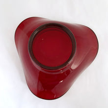 Load image into Gallery viewer, Mid-century vintage hand blown glass free form deep red candy bowl. Perfect for candies or nuts. Could be used a a candle votive holder too!  In excellent condition, free from chips/cracks.  Measures 6-1/2&quot; x 3-1/2&quot;
