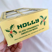 Load image into Gallery viewer, Boxed set of vintage red glass ball Christmas ornaments. Produced by Holly Decorations Inc. USA circa 1970/80s  In good vintage condition.  Measures 2-1/2&quot;
