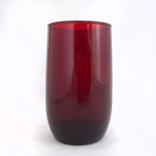 Load image into Gallery viewer, A great vintage mid-century modern set of four 9oz &quot;Roly Poly Royal Ruby&quot; flat tumbler glasses. Produced by the Anchor Hocking Glass Co., between 1950 and 1965.  In excellent condition, no chips or cracks.  Size: 2-1/2&quot; x 4-1/4&quot;  Capacity 9 ounces JacksDaughterVintage Etsy
