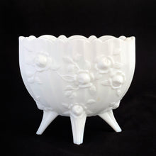 Load image into Gallery viewer, Adorable and unique &quot;Rose Milk Glass&quot; four-toed flower vase. Produced by the Fenton Glass Company, circa 1967 - 1976.  In excellent condition, free from chips or cracks.  Measures 5&quot; x 4-1/2&quot;
