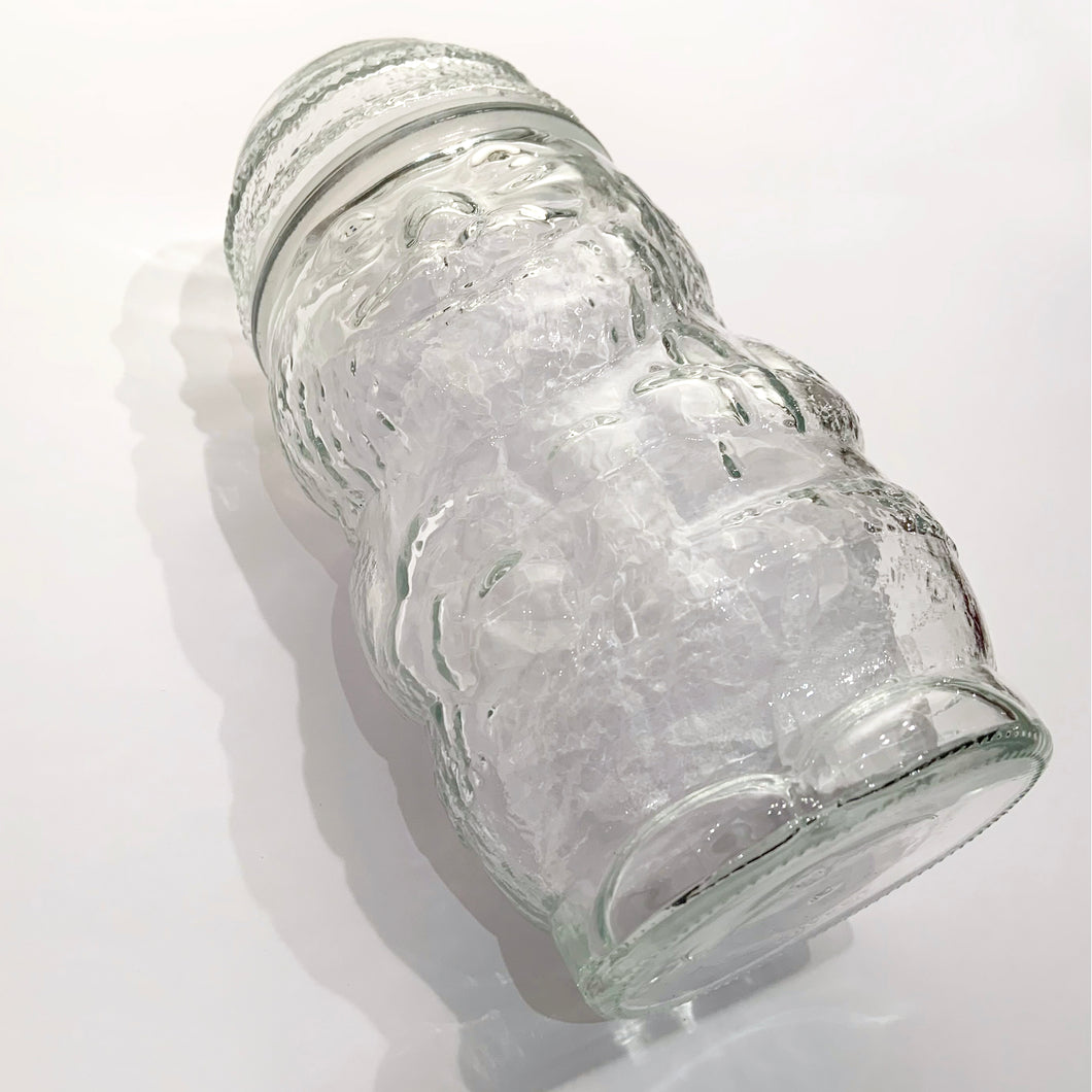 1970s Vintage Retro Vintage Clear Glass Santa Claus Apothecary Jar Canada Food Storage Canister Candy Candies Cane Kitchen Bathroom Shabby Chic Farmhouse Flea Market Style Freelton Antique Mall Toronto Canada seller reseller community store shop vendor