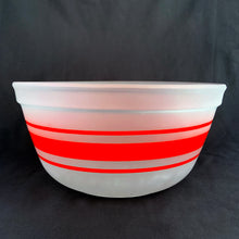 Load image into Gallery viewer, Vintage Red Striped Clear Satin Glass 2-1/2 Quart/Litre Mixing Bowl, Anchor Hocking
