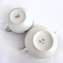 Load image into Gallery viewer, Vintage white porcelain with silver overlay creamer and covered sugar bowl in the art nouveau style. Produced by Limoges Bernardaud (B&amp;Co) France, circa 1940.  In excellent condition, free from chips/cracks/repairs.  Sugar measures 4&quot; x 3-1/2&quot; and the creamer measures 3-1/2&quot; x 3&quot; (not incl. handles)
