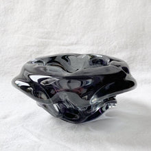 Load image into Gallery viewer, Vintage smokey amethyst hand blown art glass bowl or ashtray. Crafted by Josef Hospodka for Chribska Glassworks, Czechoslovakia, circa 1960s. It features a compact design and the hand blown technique created a stunning pattern on this unique ashtray. A great way to begin or add to your art glass collection!  In excellent condition, no chips or cracks, polished bottom with minor wear.  Measures 6 x 2 1/2 inches
