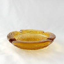 Load image into Gallery viewer, Vintage Soreno Gold Amber Honey Yellow Nest Textured Pressed Bark Design Glass Anchor Hocking USA Cigarette Cigar Cigarello Joint Blunt Marijuana Home Decor Smoking Tobacciana Home Decor Glassware Tableware Unique Gift Freelton Hamilton Antique Mall Toronto Canada shop store community seller reseller vendor
