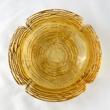 Load image into Gallery viewer, Vintage Soreno Gold Amber Honey Yellow Nest Textured Pressed Bark Design Glass Anchor Hocking USA Cigarette Cigar Cigarello Joint Blunt Marijuana Home Decor Smoking Tobacciana Home Decor Glassware Tableware Unique Gift Freelton Hamilton Antique Mall Toronto Canada shop store community seller reseller vendor
