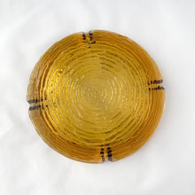 Load image into Gallery viewer, Vintage Soreno Gold Amber Honey Yellow Nest Textured Pressed Bark Design Glass Anchor Hocking USA Cigarette Cigar Cigarello Joint Blunt Marijuana Home Decor Smoking Tobacciana Home Decor Glassware Tableware Unique Gift Freelton Hamilton Antique Mall Toronto Canada shop store community seller reseller vendor
