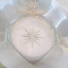 Load image into Gallery viewer, Vintage Square Glass Bowl with Cut Starburst Bottom Ashtray Glam Glamour Hollywood Regency Candy Dish MCM Mid Century Heavy Nut Trinket Catchall Shabby Chic Flea Market Home Decor Style Clear Hamilton Antique Mall Toronto Canada
