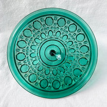 Load image into Gallery viewer, Vintage Teal Carnival Glass &quot;Windsor&quot; Candy Box and Lid Iridescent Indiana Glass Co. Candy Nuts Catchall Vanity Dresser Cotton Balls Bath Bomb Glassware Tableware Home Decor Shabby Chic Flea Market Style Housewares Serving Entertain Bowl Trinket Freelton Hamilton Antique Mall Community Shop Store Toronto Canada Seller Reseller Unique Gift
