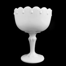 Load image into Gallery viewer, Vintage milk glass &quot;Teardrop&quot; round compote. Produced by the Indiana Glass Company, between 1950 - 1980.  In excellent condition, free from chips/cracks.  Measures 5-5/8 x 7-3/8 inches
