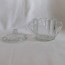 Load image into Gallery viewer, Vintage EAPG clear pressed Glass 10-panel lidded handled sugar bowl. Crafted in the USA, 1930s. Use as intended or repurpose to hold cotton balls, candies, or even paperclips!

In excellent used condition,&nbsp; no chips.
