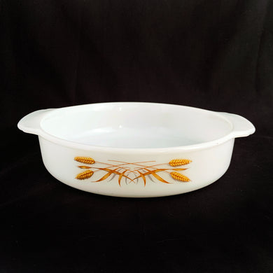 Vintage Fire-King eight inch (8 inch) round cake pan with handles, shape #450 in the 