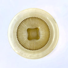 Load image into Gallery viewer, Vintage &quot;Golden Glow&quot; (amber yellow) depression glass nesting mixing bowl with ribbed sides and a rolled edge. Made by the Federal Glass Company in the USA, circa 1930. Perfect for mixing, serving and storing your culinary creations!  In excellent condition, no chips or cracks.  Measures 9 inches
