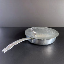 Load image into Gallery viewer, This hammered aluminum Silent Butler Crumb Catcher (#439) was manufactured as part of the  Rodney Kent line of hand-wrought aluminum giftware that was developed for Krischer Metal Products Co. of Brooklyn, N.Y. Hammered aluminum giftware was popular from the 1930s through the 1950s.  In excellent vintage condition.   Measures 12 3/4 x 7 1/2 x 1 1/2 inches
