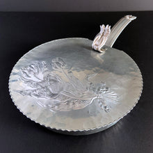 Load image into Gallery viewer, This hammered aluminum Silent Butler Crumb Catcher (#439) was manufactured as part of the  Rodney Kent line of hand-wrought aluminum giftware that was developed for Krischer Metal Products Co. of Brooklyn, N.Y. Hammered aluminum giftware was popular from the 1930s through the 1950s.  In excellent vintage condition.   Measures 12 3/4 x 7 1/2 x 1 1/2 inches
