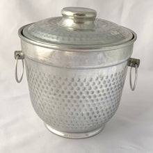 Load image into Gallery viewer, Vintage Hammered Aluminum Lidded Handled Ice Bucket, Italy Silver

