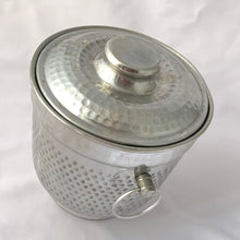 Load image into Gallery viewer, Vintage Hammered Aluminum Lidded Handled Ice Bucket, Italy Silver
