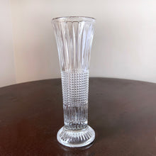 Load image into Gallery viewer, Vintage Clear Pressed Glass Banded Footed Bud Vase
