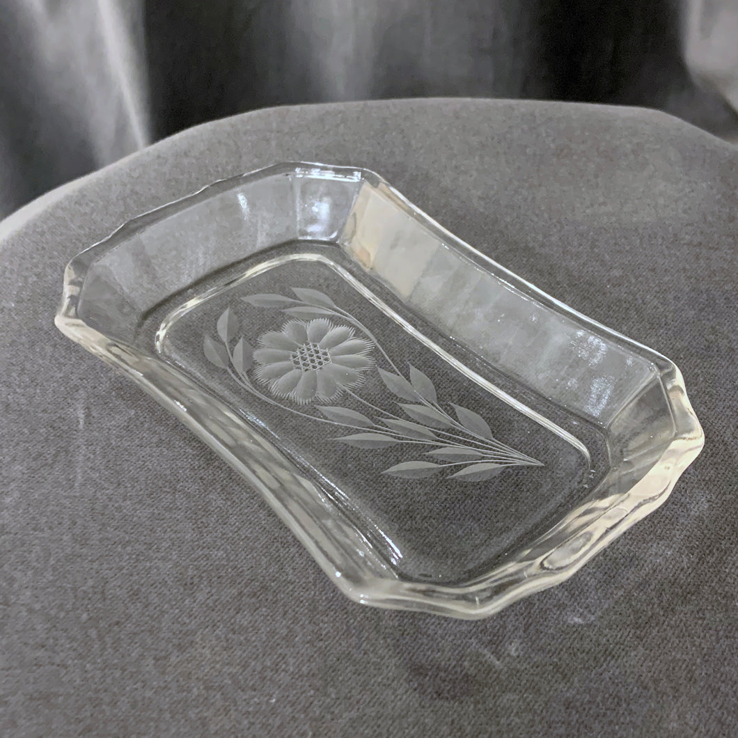 WJ Hughes Corn Flower Glass Trinket Dish Tray Elegant Vanity Dresser Shabby Chic Home Decor Toronto Canada unique gift
