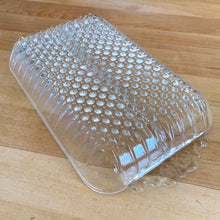 Load image into Gallery viewer, If you like bubbles, you&#39;ll love this sweet vintage divided relish tray. Perfect for serving pickle spears, olives or whatever you fancy.  Excellent condition, no chips or cracks.  Measures 8 1/2 x 5 1/2 x 1 1/4 inches
