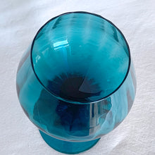 Load image into Gallery viewer, Empoli Teal Blue Mid Century Modern Art Glass Goblet with Twisted Stem, Made in Italy

