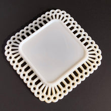 Load image into Gallery viewer, Westmoreland Square Lace Edge Peg Border Milk Glass Plate, USA
