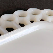 Load image into Gallery viewer, Westmoreland Square Lace Edge Peg Border Milk Glass Plate, USA
