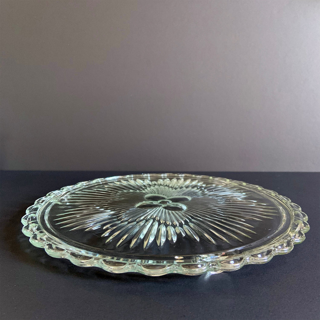 Vintage Pressed Glass Footed Cake Plate
