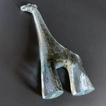 Load image into Gallery viewer, This spectacular clear pressed glass giraffe paperweight was designed by Bertil Vallien for Kosta Boda of Sweden in 1975. It was part of the Zoo Series of animals. It&#39;s a striking piece, as are all the figures in the series.  In excellent condition, free chips or cracks.  Size: 5&quot; x 9&quot; x 1-3/4&quot;
