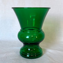 Load image into Gallery viewer, Vintage 1960s vase made by the National Potteries Corp., better known as &quot;NAPCO&quot; in Cleveland, Ohio. This gorgeous forest green glass vase, in shape #1172, will add sophistication to any floral arrangement. Production took place from the 1940s-1960s. Created some stunning bouquets with this vessel!  In excellent condition, no chips or cracks.  Two Sizes Available:  6 x 8 inches  7 1/2 x 10 inches
