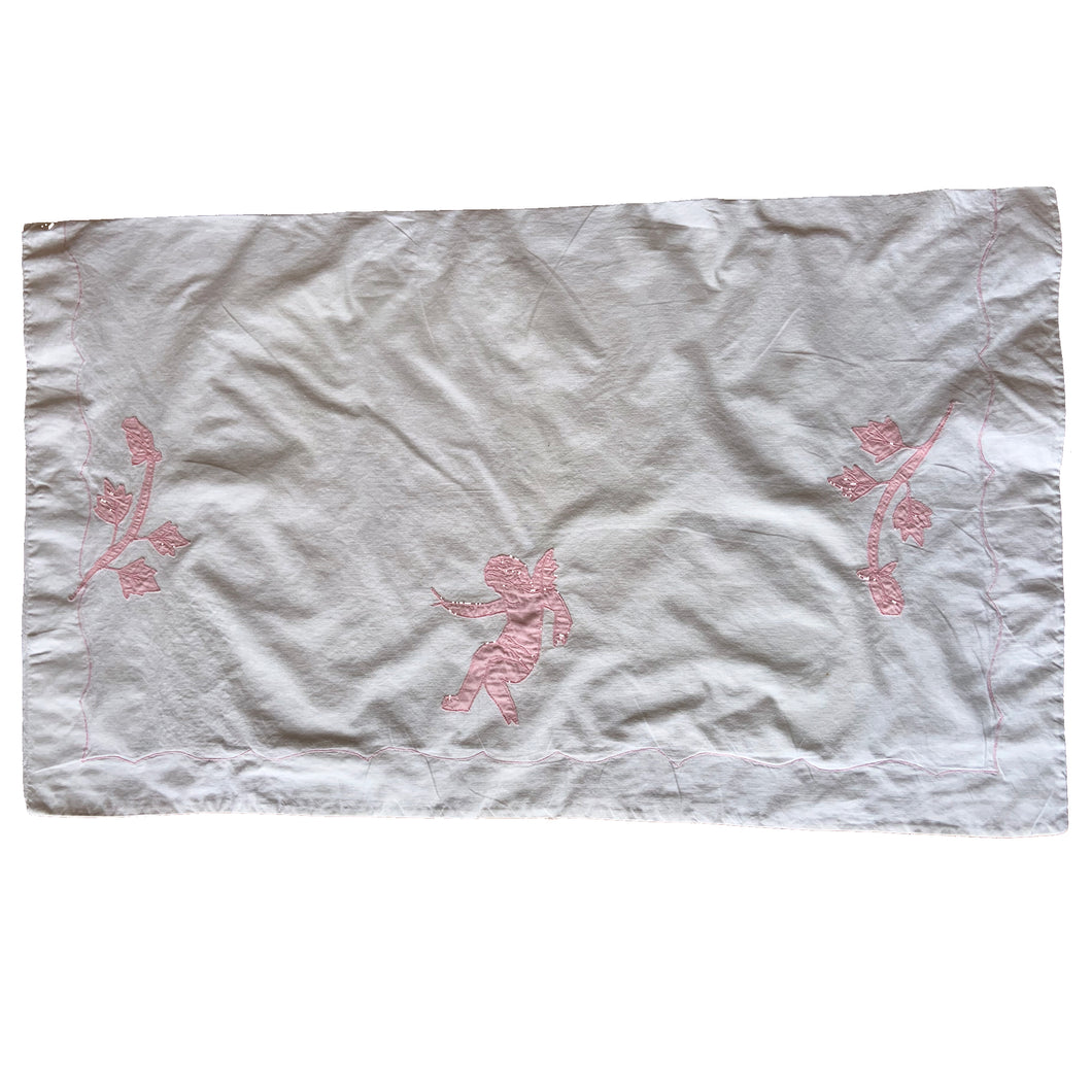 Vintage Cupid Applique Pillowcase