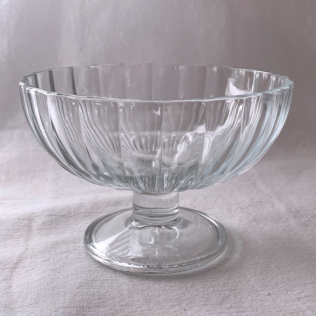 Vintage Pedestal Pressed Glass Fluted Dish Trinket Shabby Chic Home Decor Clear