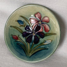Load image into Gallery viewer, Vintage Mid-Century Moorcroft Art Deco Nouveau 1950 Mid century Pottery Spring Flowers Pin Dish Stoke-on-Trent England Hand Painted Slip Glaze Home Decor Dresser Vanity Ring Trinket Accessory Unique Housewarming Birthday Anniversary Wedding Gift Toronto Canada antique store shop community seller reseller vendor

