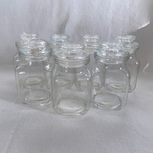 Load image into Gallery viewer, Vintage Clear Pressed Glass Lidded Apothecary Jars Home Decor Counter Food Storage Craft Small  Shabby Chic Farmhouse Flea Market Style Unique Gift GTA Hamilton Toronto Canada shop store community seller reseller vendor
