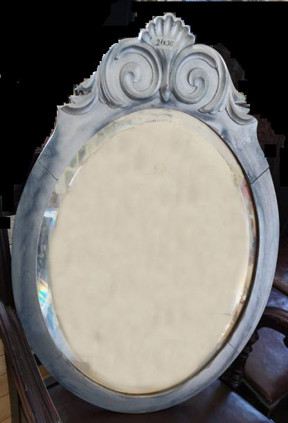 Vintage Wooden Oval Mirror with Swirls and Sea Shell Details, Painted Silver, Shabby Chic Farmhouse Cottage Wall Decor Hamilton Antique MallVintage Wooden Oval Mirror with Swirls and Sea Shell Details, Painted Silver, Shabby Chic Farmhouse Cottage Wall Decor Hamilton Antique Mall Toronto Canada