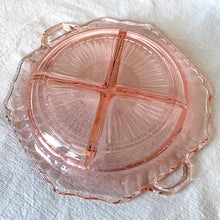Load image into Gallery viewer, Vintage Mayfair Open Rose Pattern Pink Depression Glass Relish Dish shabby chic cottage dinnerware serving plate platter divided housewares glassware Toronto Canada shop store community seller reseller vendor antique
